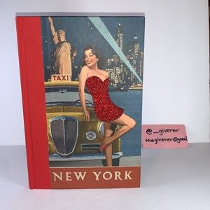 Vintage New York Pin-Up Girl Red Beaded Dress Hardcover Notebook